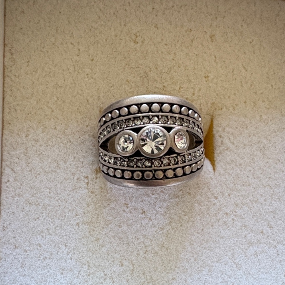 Premier Designs Silver Ring With Clear Stones - image 1
